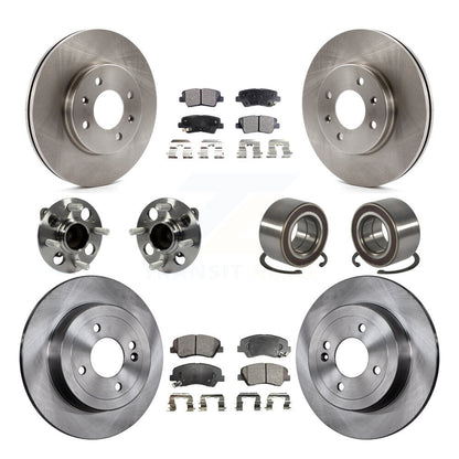 Ensemble de roulements de moyeu avant et arrière, Rotor de frein à disque et Kit de plaquettes (10 pièces) pour Kia Ri