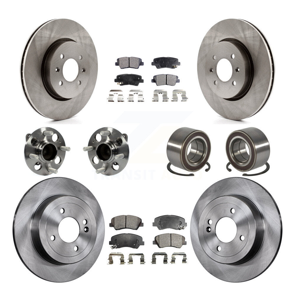 Ensemble de roulements de moyeu avant et arrière, Rotor de frein à disque et Kit de plaquettes (10 pièces) pour Kia Ri