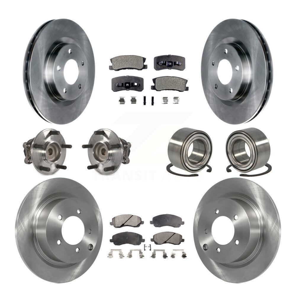 Kit de rotors et plaquettes de frein avec roulement de moyeu avant et arrière (10 pièces) pour Mitsubishi RVR FW 2012
