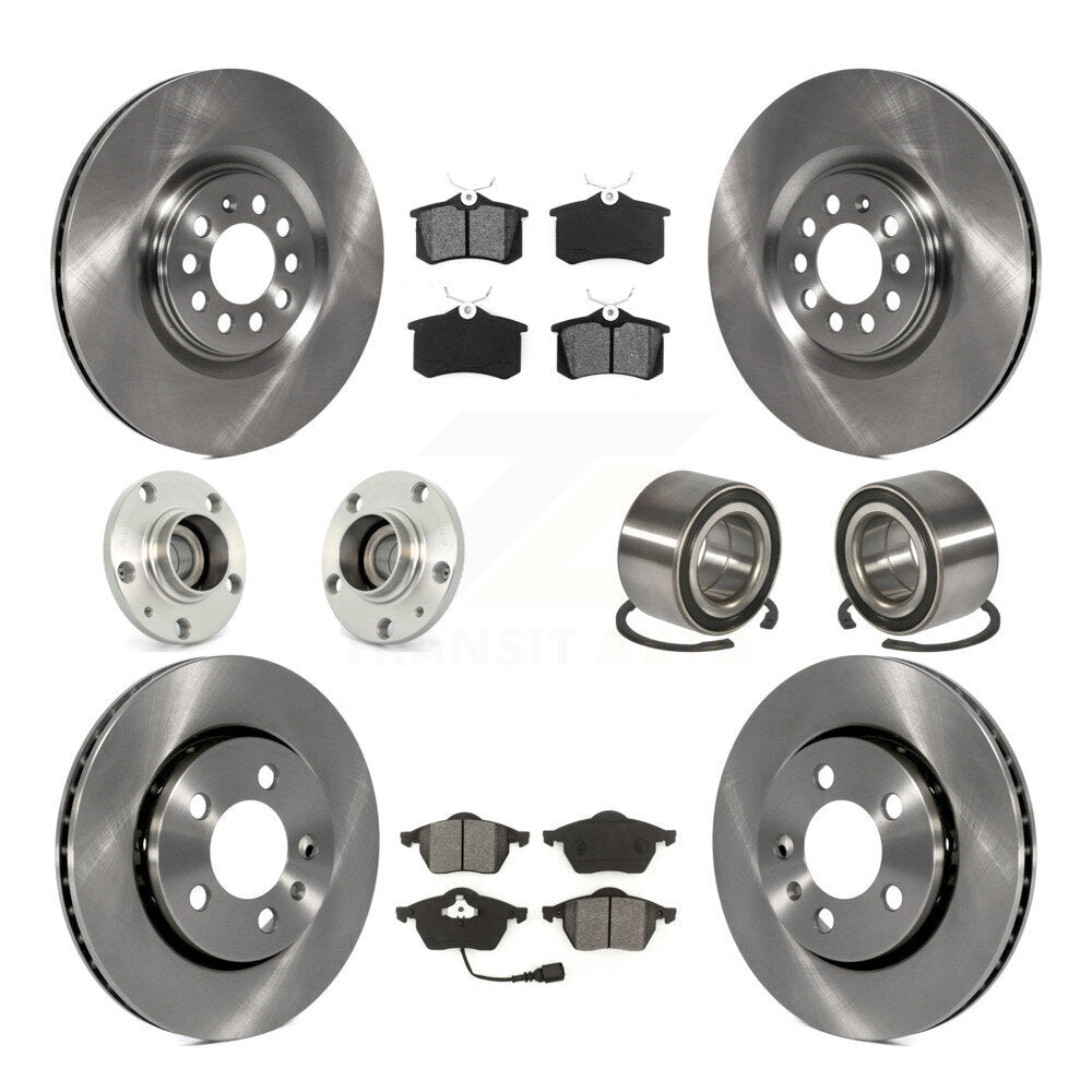 Kit de rotors et plaquettes de frein avec roulement de moyeu avant et arrière (10 pièces) pour Volkswagen Golf Audi T