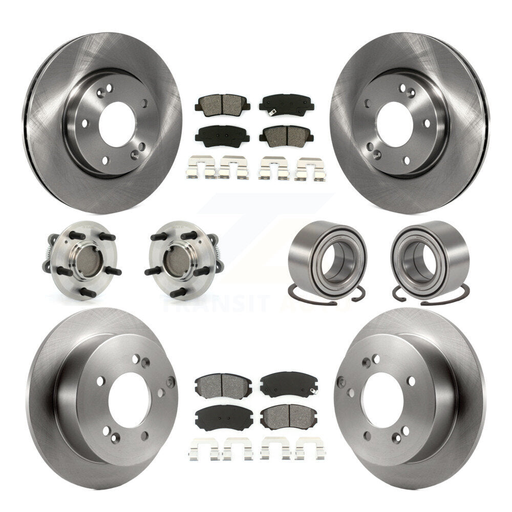 Kit de rotors et plaquettes de frein à disque, roulements de moyeu avant et arrière (10 pièces) pour Hyundai Sonat