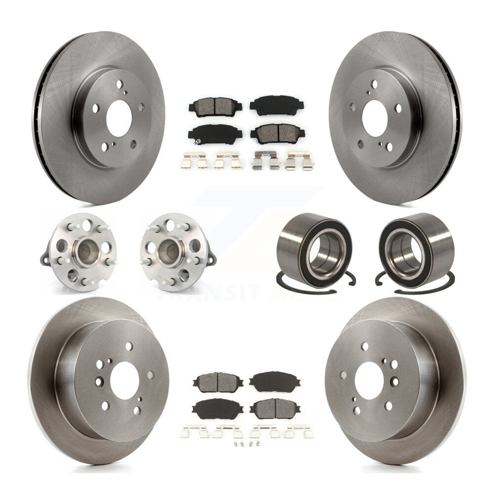 Kit de rotors et plaquettes de frein avec roulement de moyeu avant et arrière (10 pièces) pour Toyota Sienna FW 04-10