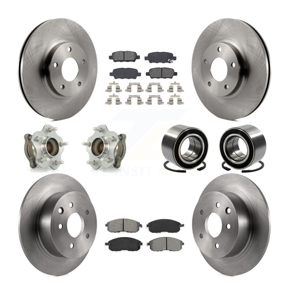 Kit de rotors et plaquettes de frein à disque, roulements de moyeu avant et arrière (10 pièces) pour Nissan Altima