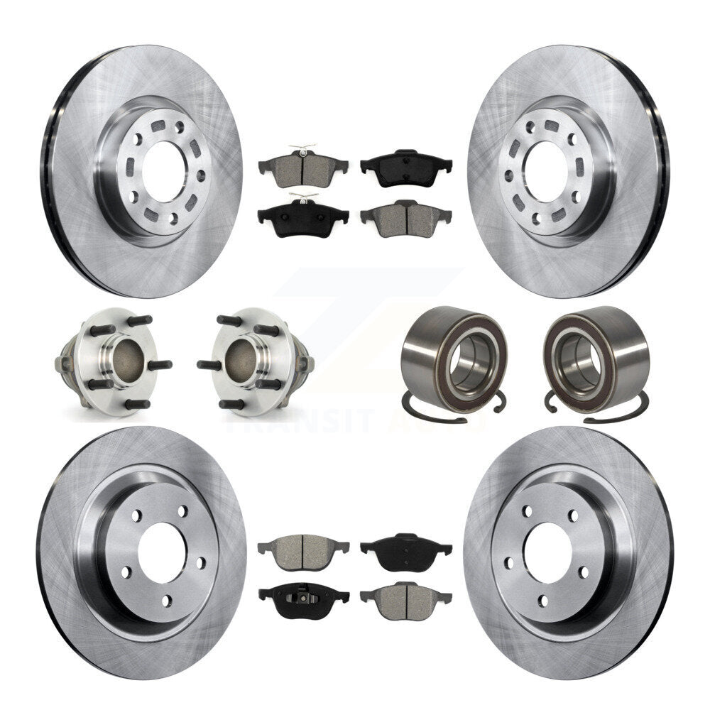 Ensemble de roulements de moyeu avant et arrière, Rotor de frein à disque et Kit de plaquettes (10 pièces) pour Mazda