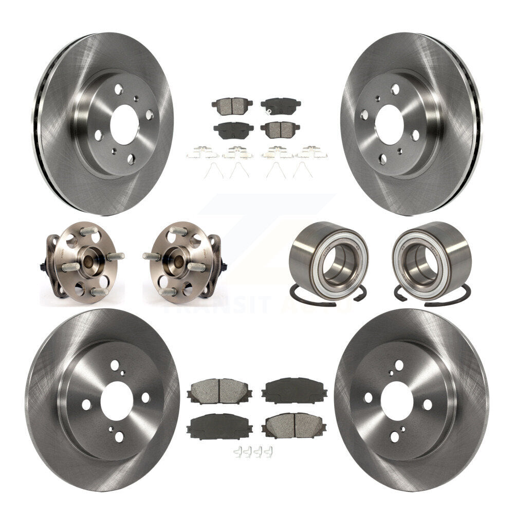 Kit de rotors et plaquettes de frein à disque, roulements de moyeu avant et arrière (10 pièces) pour Toyota Yaris