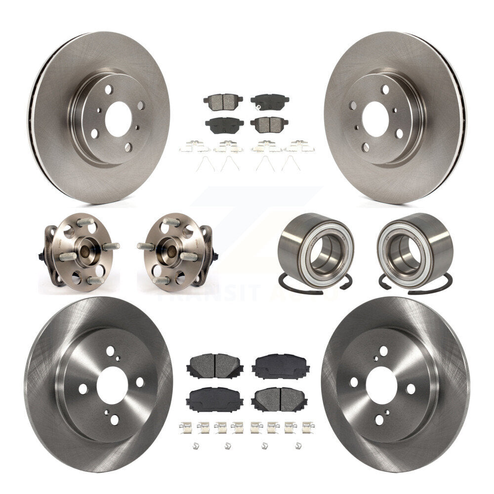 Kit de rotors et plaquettes de frein à disque, roulements de moyeu avant et arrière (10 pièces) pour Toyota Yaris