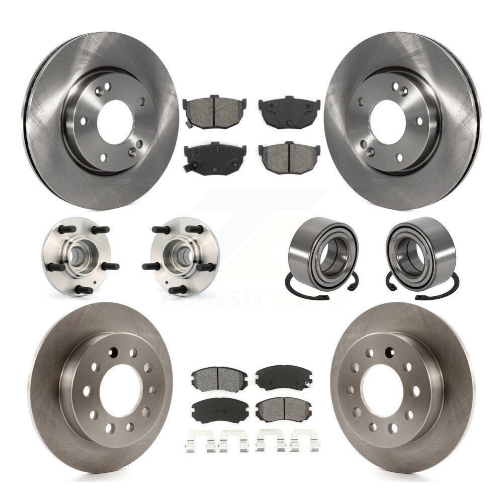 Kit de rotors et plaquettes de frein à disque, roulement de moyeu avant et arrière (10 pièces) pour Hyundai Tiburo