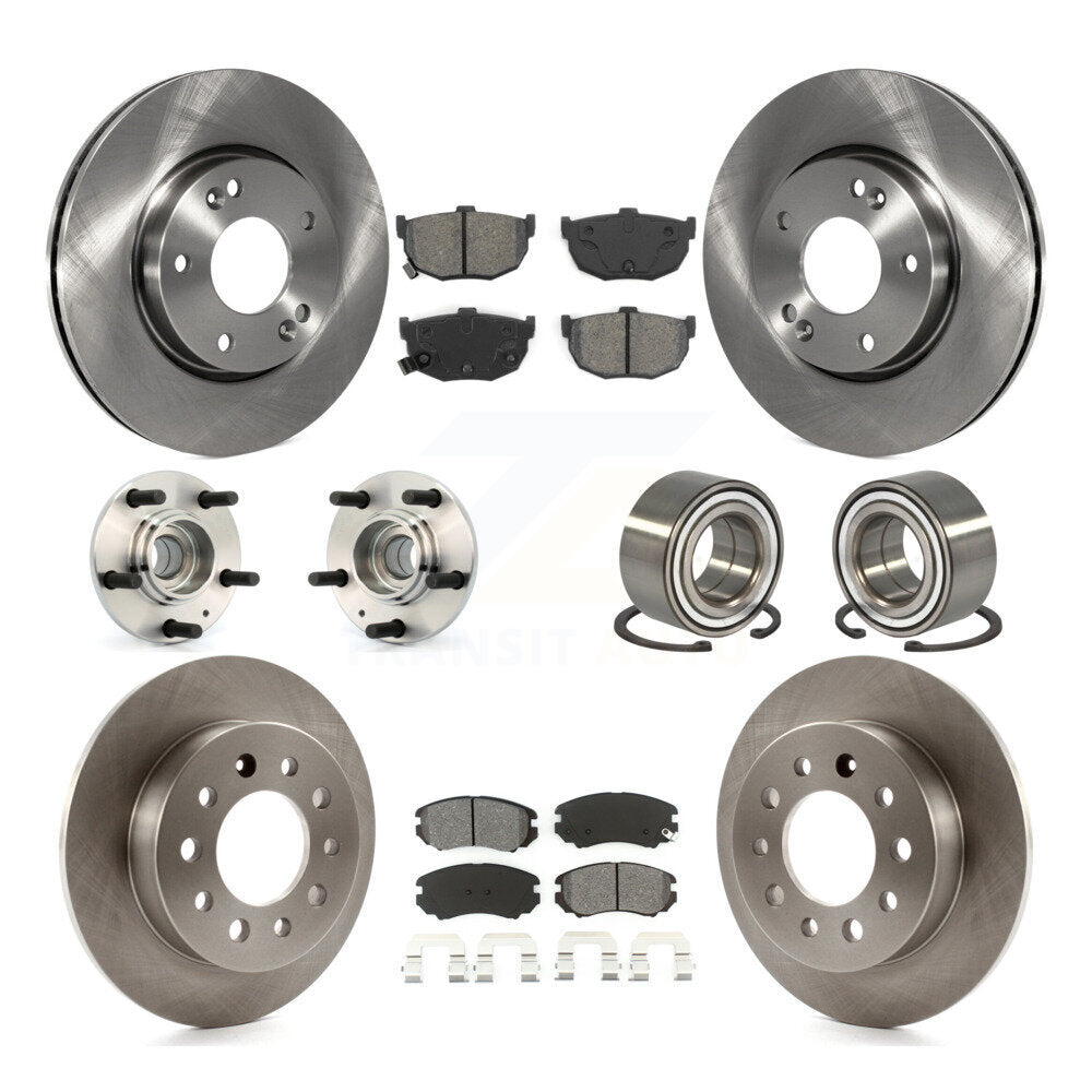 Kit de rotors et plaquettes de frein à disque, roulement de moyeu avant et arrière (10 pièces) pour Hyundai Tiburo