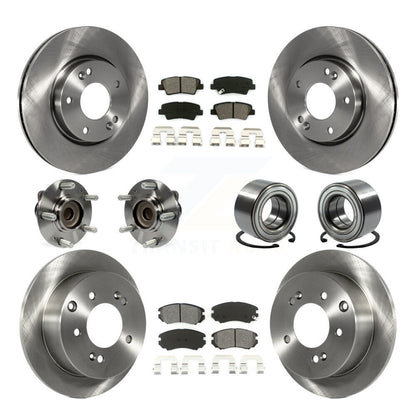 Kit de rotors et plaquettes de frein à disque, roulement de moyeu avant et arrière (10 pièces) pour Kia Sou 2012 – 2013
