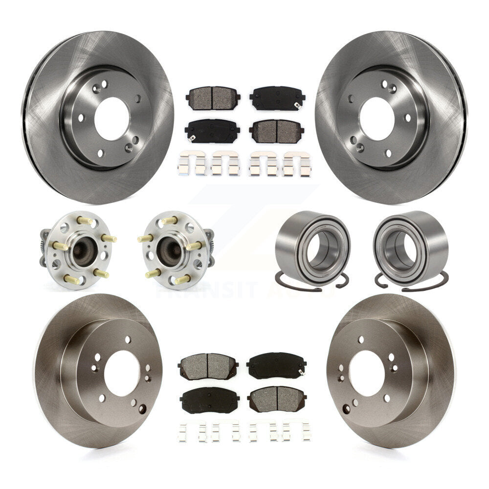 Kit de rotors et plaquettes de frein à disque, roulement de moyeu avant et arrière (10 pièces) pour Kia Rond 2010 – 2012