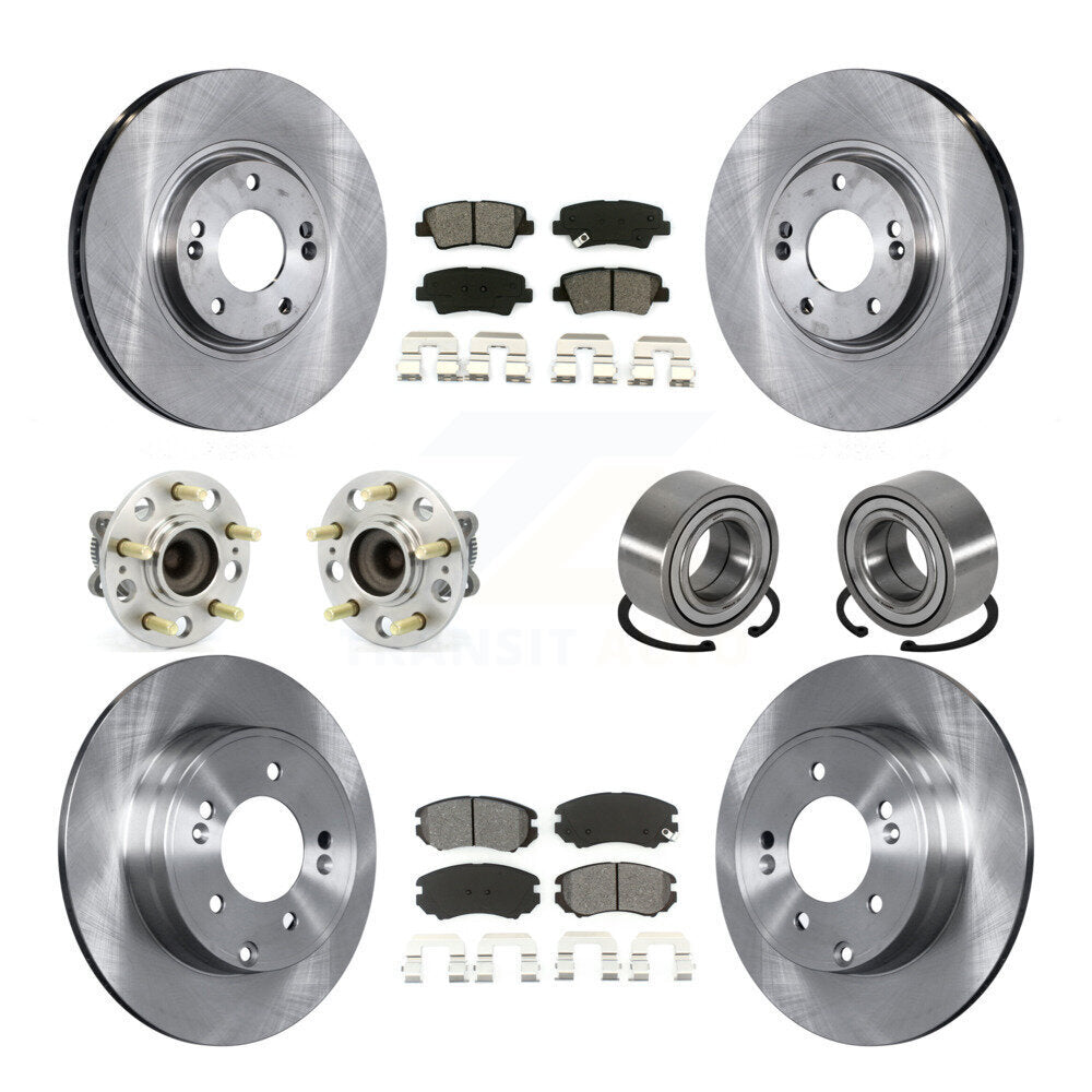 Kit de rotors et plaquettes de frein à disque, roulement de moyeu avant et arrière (10 pièces) pour Hyundai Azer 2011