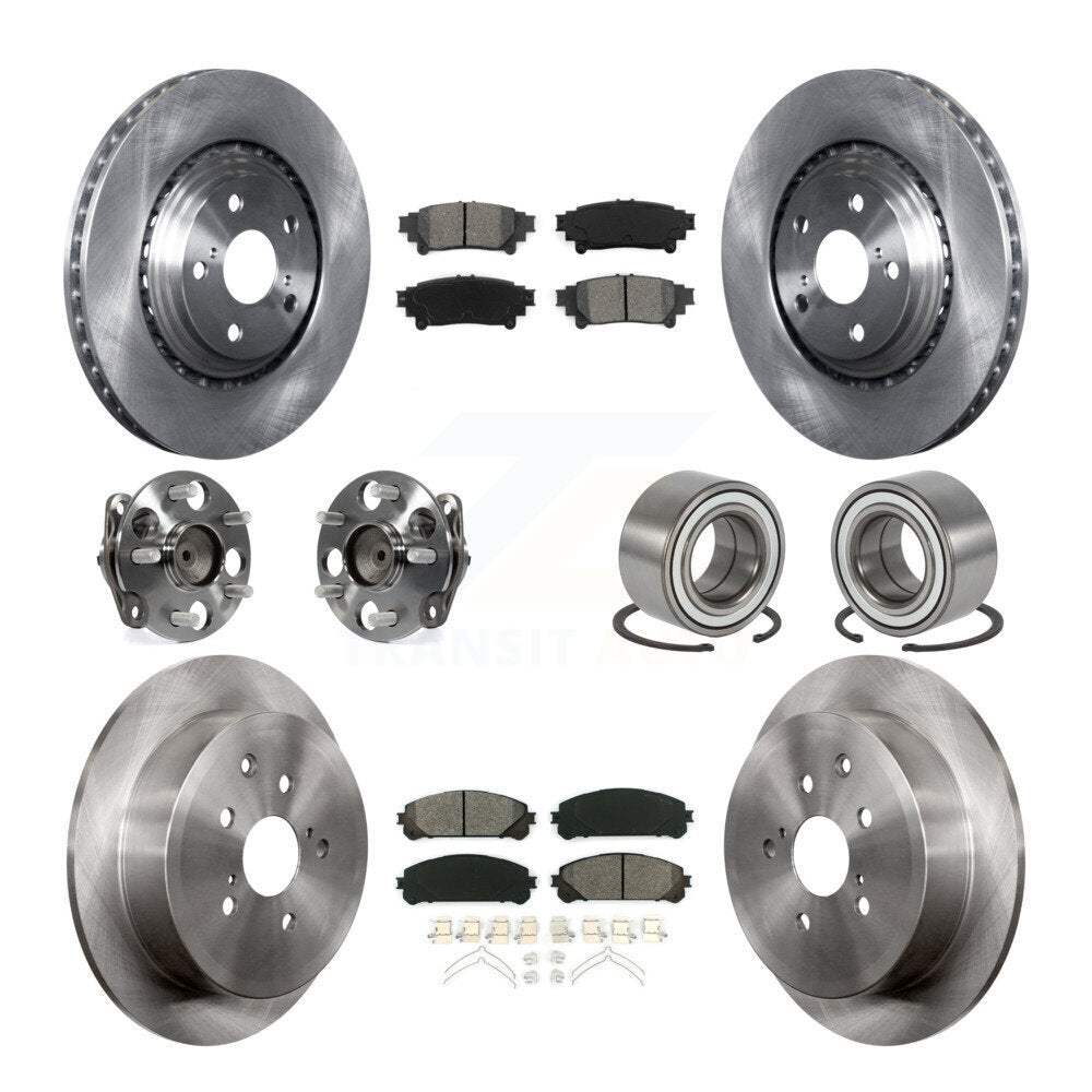 Kit de rotors et plaquettes de frein avec roulement de moyeu avant et arrière (10 pièces) pour Toyota Sienna FW 11-20