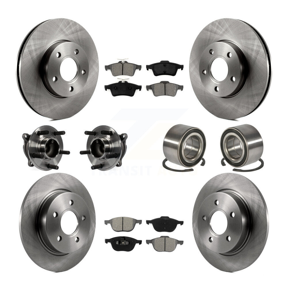 Kit de Rotor et plaquettes de frein à disque, roulement de moyeu de roue avant et arrière (10 pièces) pour Ford Focu