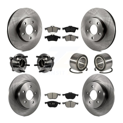 Kit de Rotor et plaquettes de frein à disque, roulement de moyeu de roue avant et arrière (10 pièces) pour Ford Focu