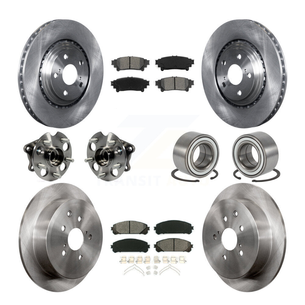 Kit de rotors et plaquettes de frein avec roulement de moyeu avant et arrière (10 pièces) pour Toyota Sienna AW 11-20
