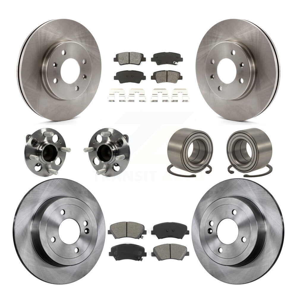 Kit de rotor et de plaquettes de frein, roulement de moyeu avant et arrière (10 pièces) pour Hyundai Accen 2012 – 2017