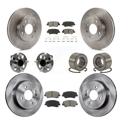 Kit de rotor et de plaquettes de frein, roulement de moyeu avant et arrière (10 pièces) pour Hyundai Accen 2012 – 2017