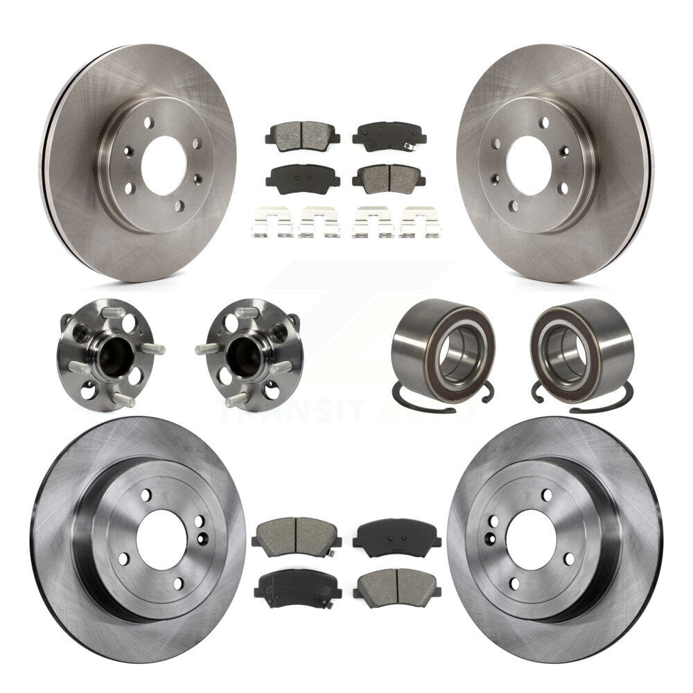Ensemble de roulements de moyeu avant et arrière, Rotor de frein à disque et Kit de plaquettes (10 pièces) pour Kia Ri