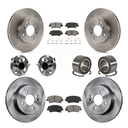Ensemble de roulements de moyeu avant et arrière, Rotor de frein à disque et Kit de plaquettes (10 pièces) pour Kia Ri