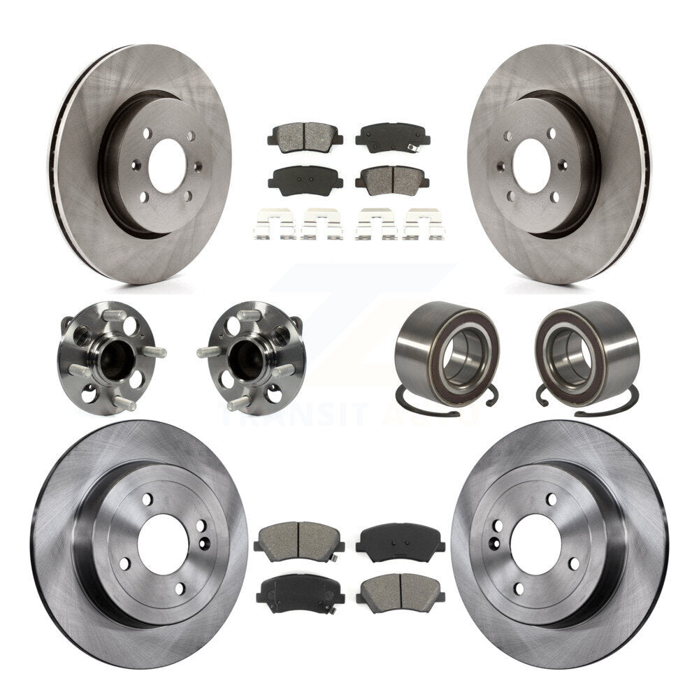Ensemble de roulements de moyeu avant et arrière, Rotor de frein à disque et Kit de plaquettes (10 pièces) pour Kia Ri