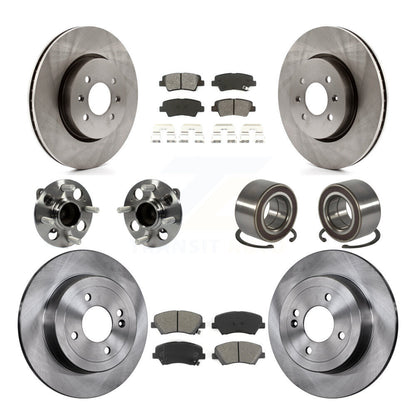 Ensemble de roulements de moyeu avant et arrière, Rotor de frein à disque et Kit de plaquettes (10 pièces) pour Kia Ri