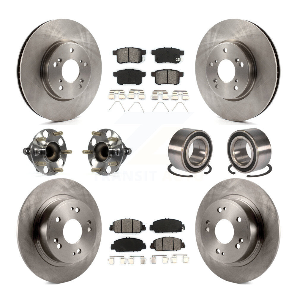 Kit de rotors et plaquettes de frein à disque, roulements de moyeu avant et arrière (10 pièces) pour Honda Accord