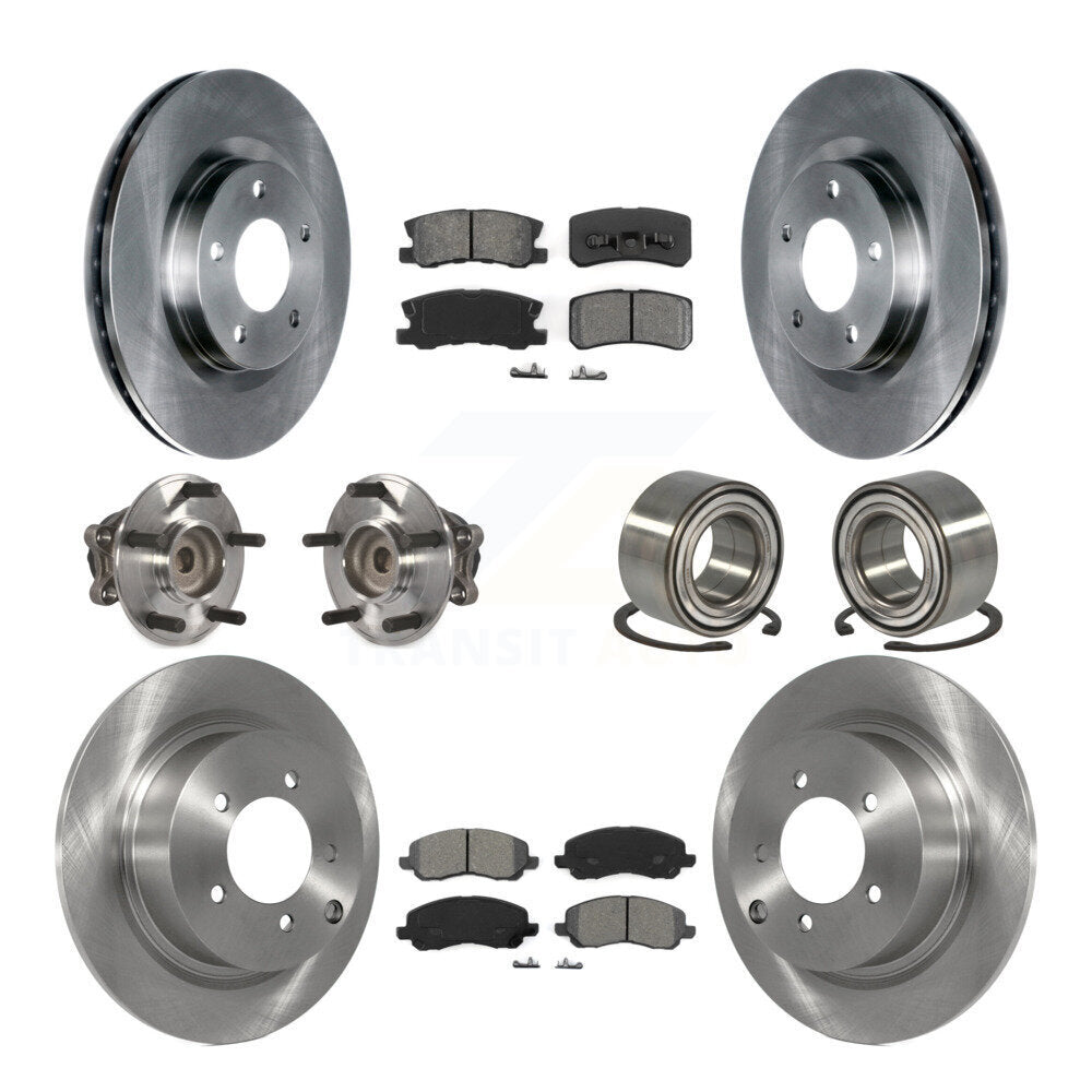 Kit de rotors et plaquettes de frein avec roulement de moyeu avant et arrière (10 pièces) pour Mitsubishi RVR FW 2012