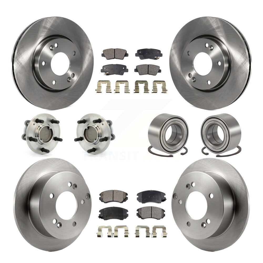 Kit de rotors et plaquettes de frein à disque, roulements de moyeu avant et arrière (10 pièces) pour Hyundai Sonat