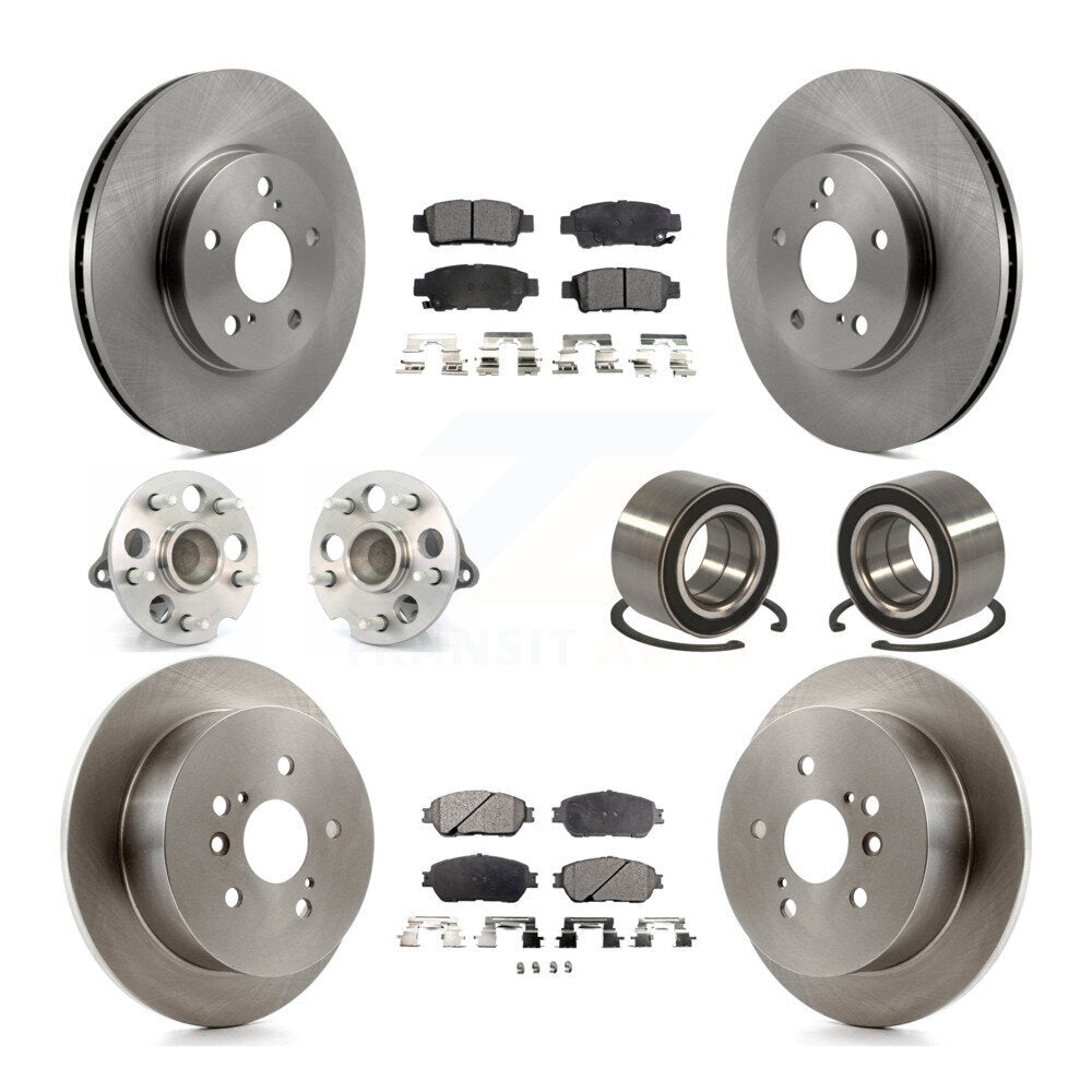 Kit de rotors et plaquettes de frein avec roulement de moyeu avant et arrière (10 pièces) pour Toyota Sienna FW 04-10