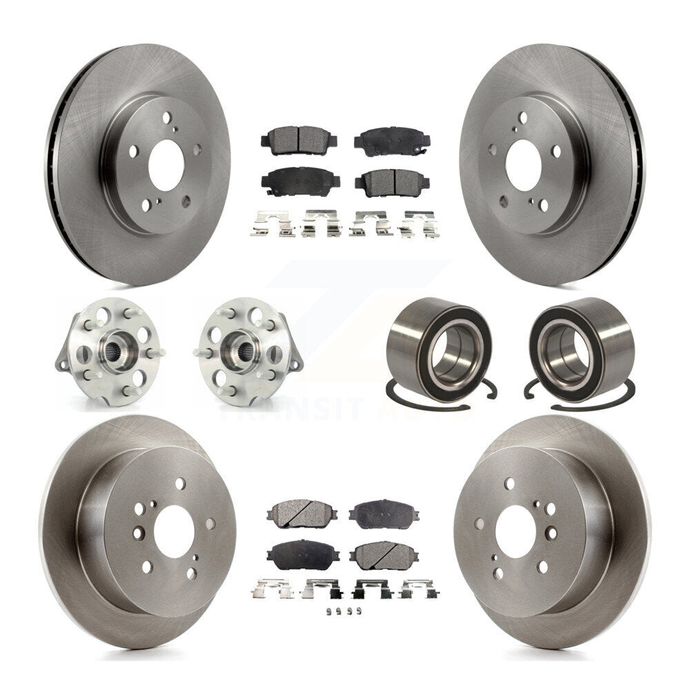 Kit de rotors et plaquettes de frein avec roulement de moyeu avant et arrière (10 pièces) pour Toyota Sienna AW 04-10