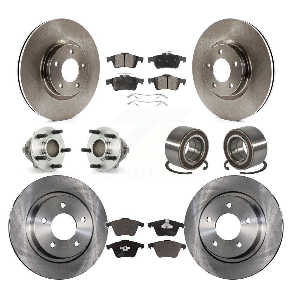 Kit de rotors de frein à disque et de plaquettes en céramique, roulement de moyeu avant et arrière (10 pièces) pour Mazda