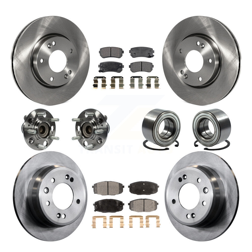 Kit de rotors et plaquettes de frein à disque, roulement de moyeu avant et arrière (10 pièces) pour Hyundai Elantr