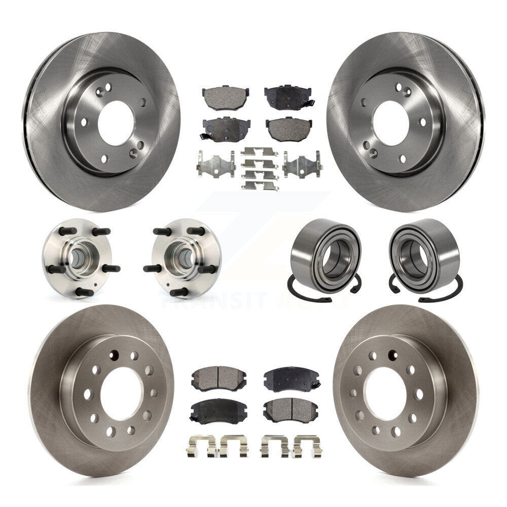 Kit de rotors et plaquettes de frein à disque, roulement de moyeu avant et arrière (10 pièces) pour Hyundai Tiburo