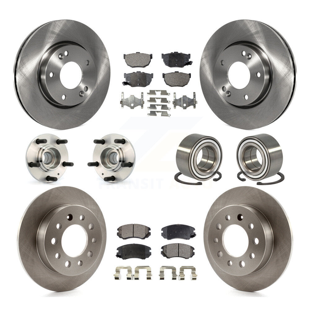 Kit de rotors et plaquettes de frein à disque, roulement de moyeu avant et arrière (10 pièces) pour Hyundai Tiburo