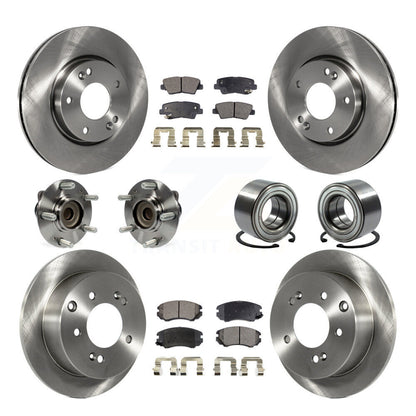 Kit de rotors et plaquettes de frein à disque, roulement de moyeu avant et arrière (10 pièces) pour Kia Sou 2012 – 2013