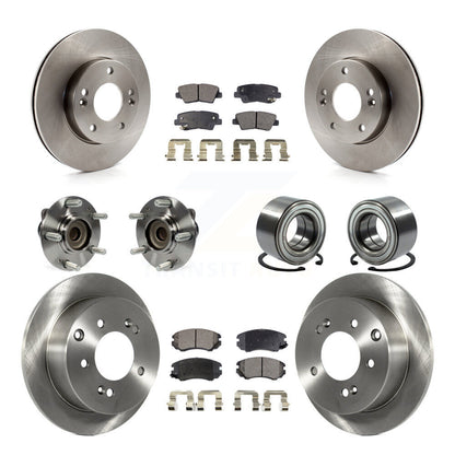 Kit de rotor de frein à disque et de plaquettes en céramique, roulement de moyeu avant et arrière (10 pièces) pour Kia Sou