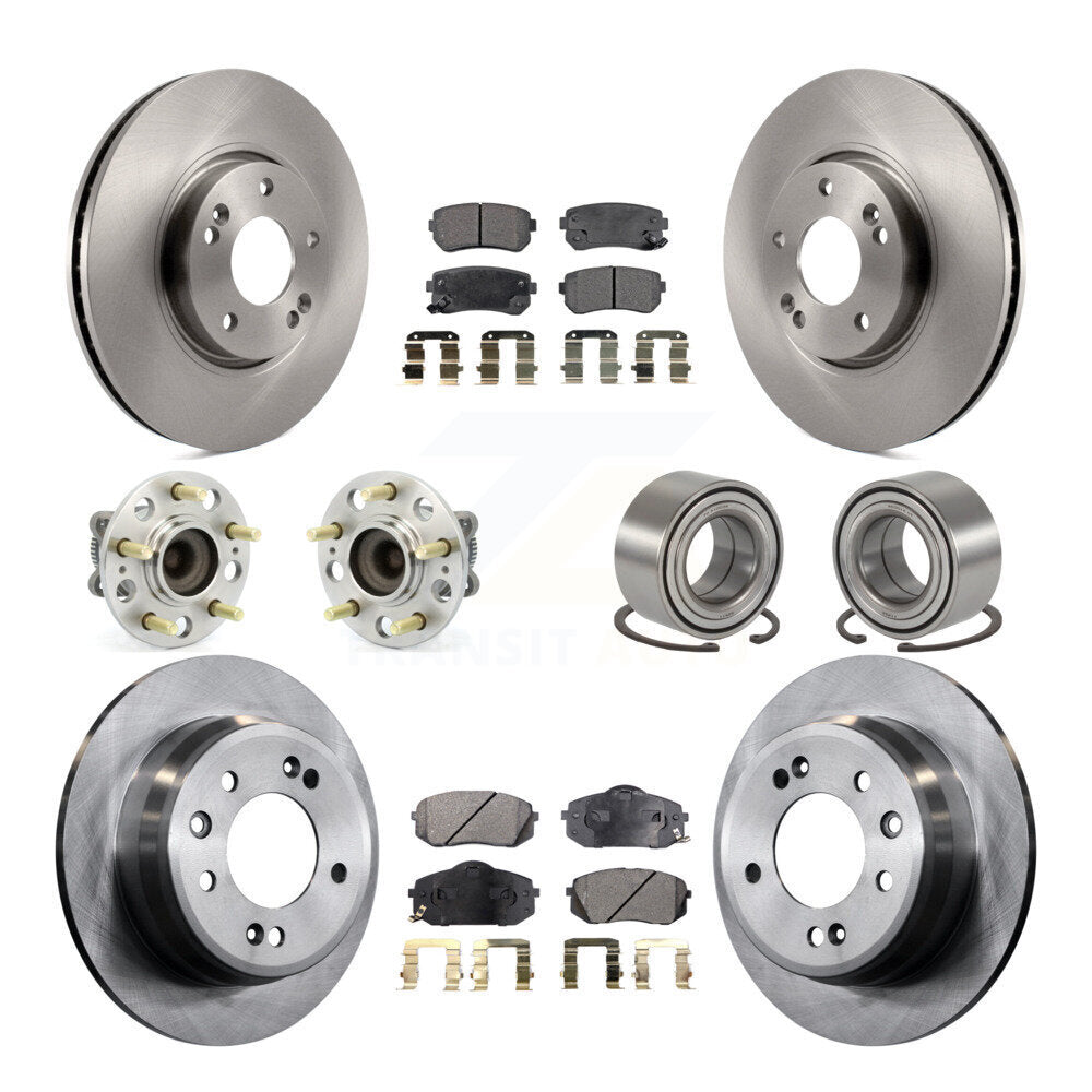 Kit de rotors et plaquettes de frein à disque, roulement de moyeu avant et arrière (10 pièces) pour Hyundai Tucson Ki