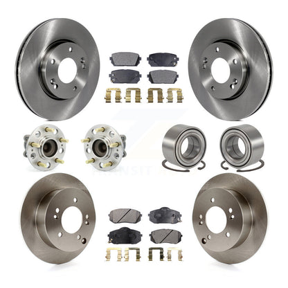 Kit de rotors et plaquettes de frein à disque, roulement de moyeu avant et arrière (10 pièces) pour Kia Rond 2008 – 2009