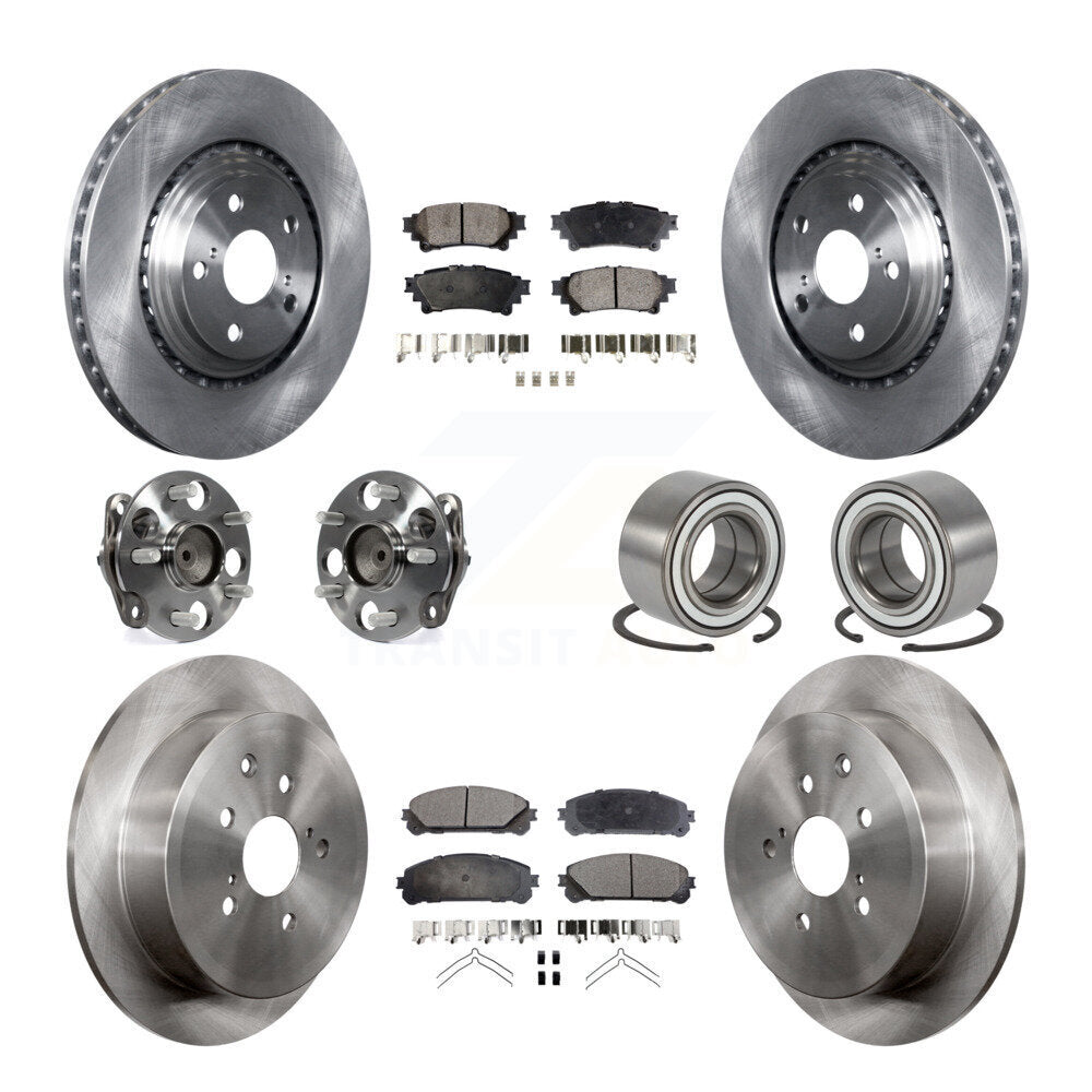 Kit de rotors et plaquettes de frein avec roulement de moyeu avant et arrière (10 pièces) pour Toyota Sienna FW 11-20