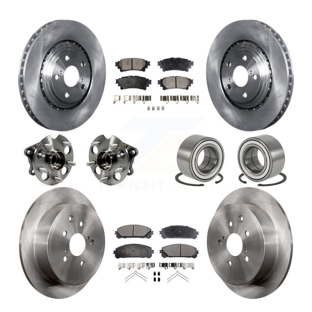 Kit de rotors et plaquettes de frein avec roulement de moyeu avant et arrière (10 pièces) pour Toyota Sienna AW 11-20