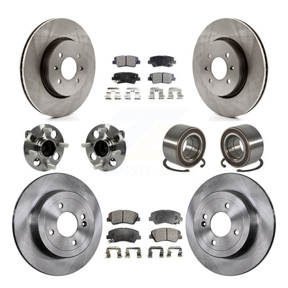 Kit de rotors de frein à disque et de plaquettes en céramique, roulement de moyeu avant et arrière (10 pièces) pour Kia Ri