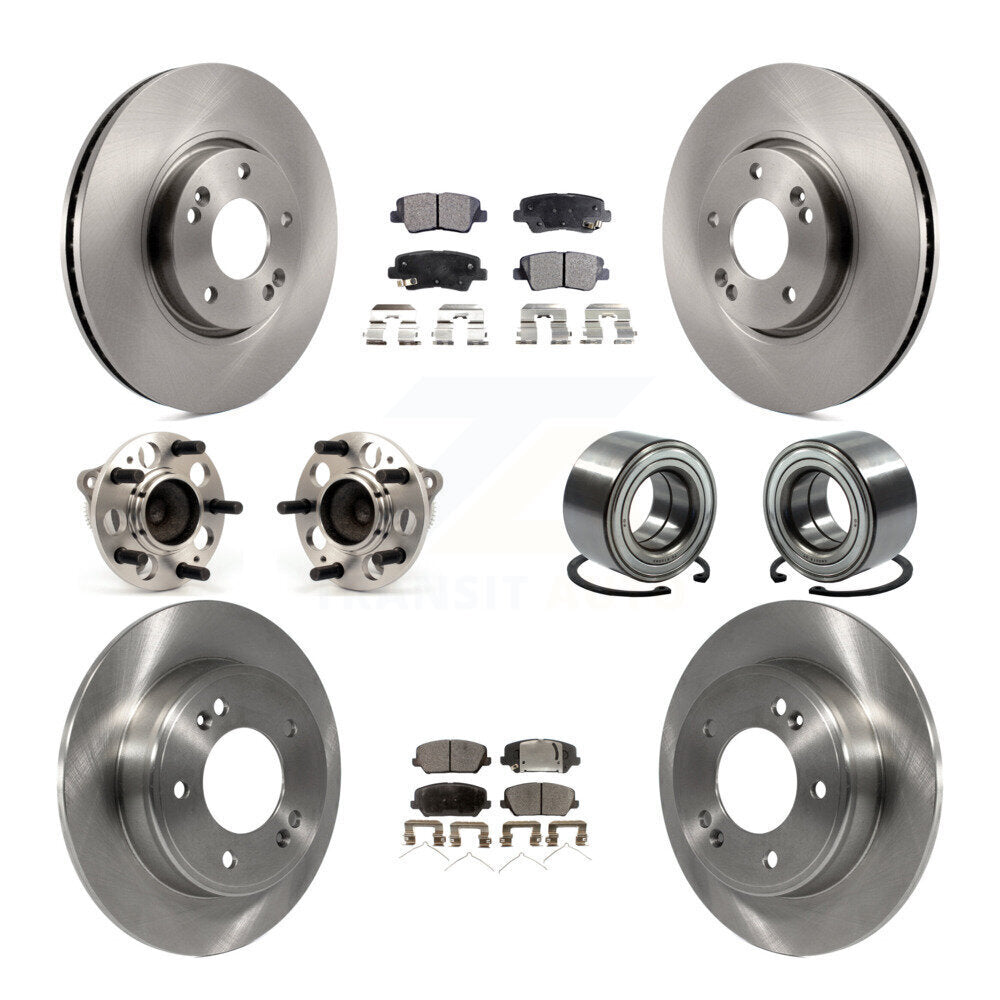 Kit de plaquettes de Rotor de frein, roulement de moyeu avant et arrière (10 pièces) pour Kia Forte Forte 2017 – 2018