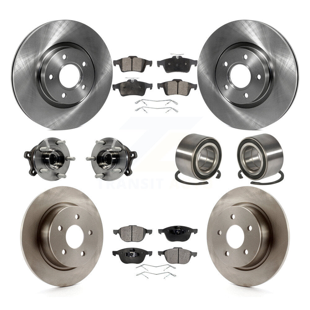 Kit de plaquettes de Rotor de frein, roulement de moyeu avant et arrière (10 pièces) pour Ford Escape AWD avec 2.5
