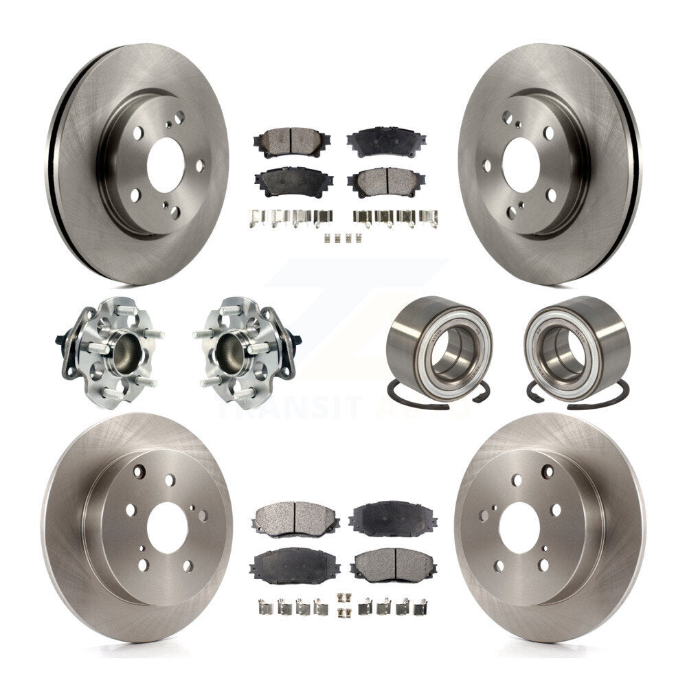 Kit de rotor et de plaquettes de frein, roulement de moyeu avant et arrière (10 pièces) pour Toyota Prius 2017 – 2018