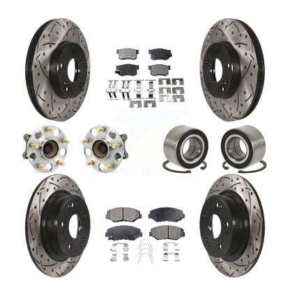 Kit de rotor et de plaquettes de frein à disque revêtus de roulement de moyeu avant et arrière (10 pièces) pour Honda Accor