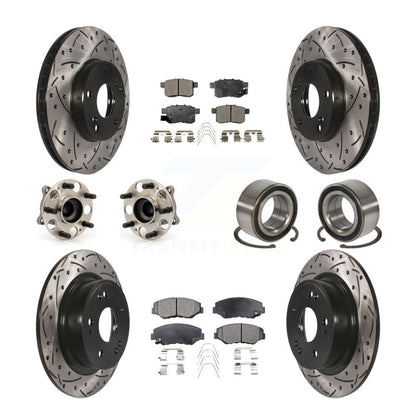 Kit de rotor et de plaquettes de frein à disque revêtus de roulement de moyeu avant et arrière (10 pièces) pour Honda Accor