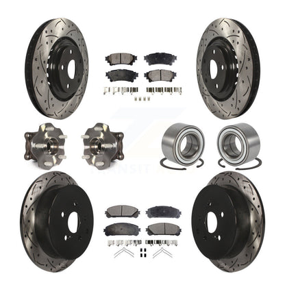 Kit de rotor et de plaquettes de frein revêtus de roulement de moyeu avant et arrière (10 pièces) pour Toyota Highlande