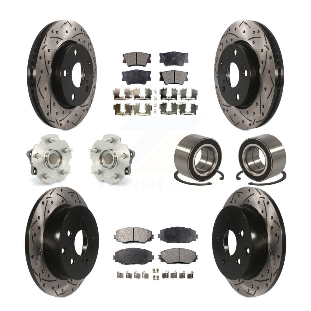Kit de rotor et de plaquettes de frein revêtus de roulement de moyeu avant et arrière (10 pièces) pour Lexus HS250 2010