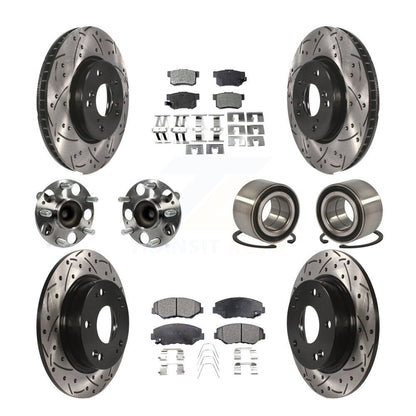 Kit de rotors et plaquettes de frein à disque revêtus de roulement de moyeu avant et arrière (10 pièces) pour Honda Civi