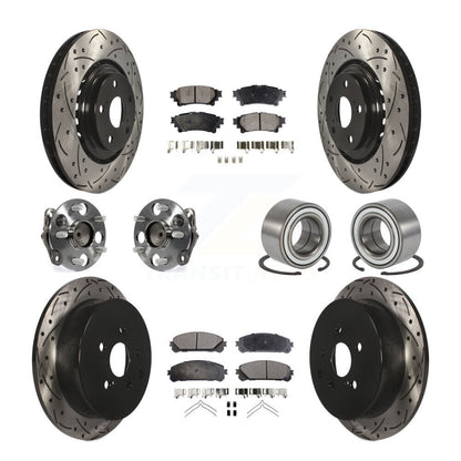Kit de rotor et de plaquettes de frein revêtus de roulement de moyeu avant et arrière (10 pièces) pour Toyota Sienna FW